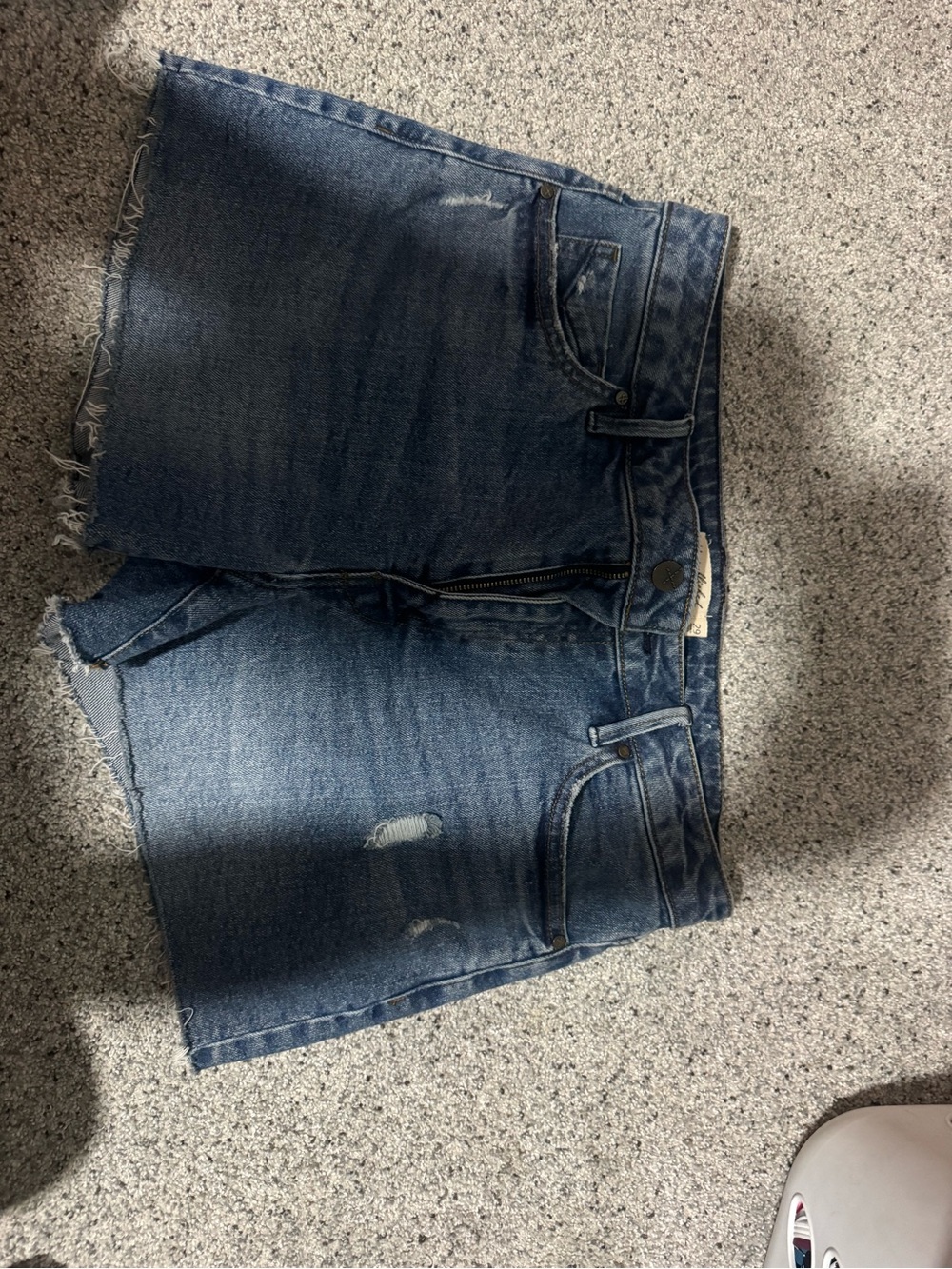 Publish Medium Blue Denim Mini Skirt with Distressed Accents